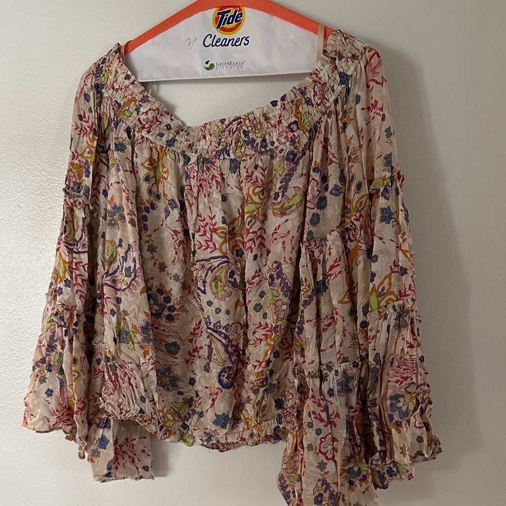 Free People off the shoulder Multicolor Floral Blouse